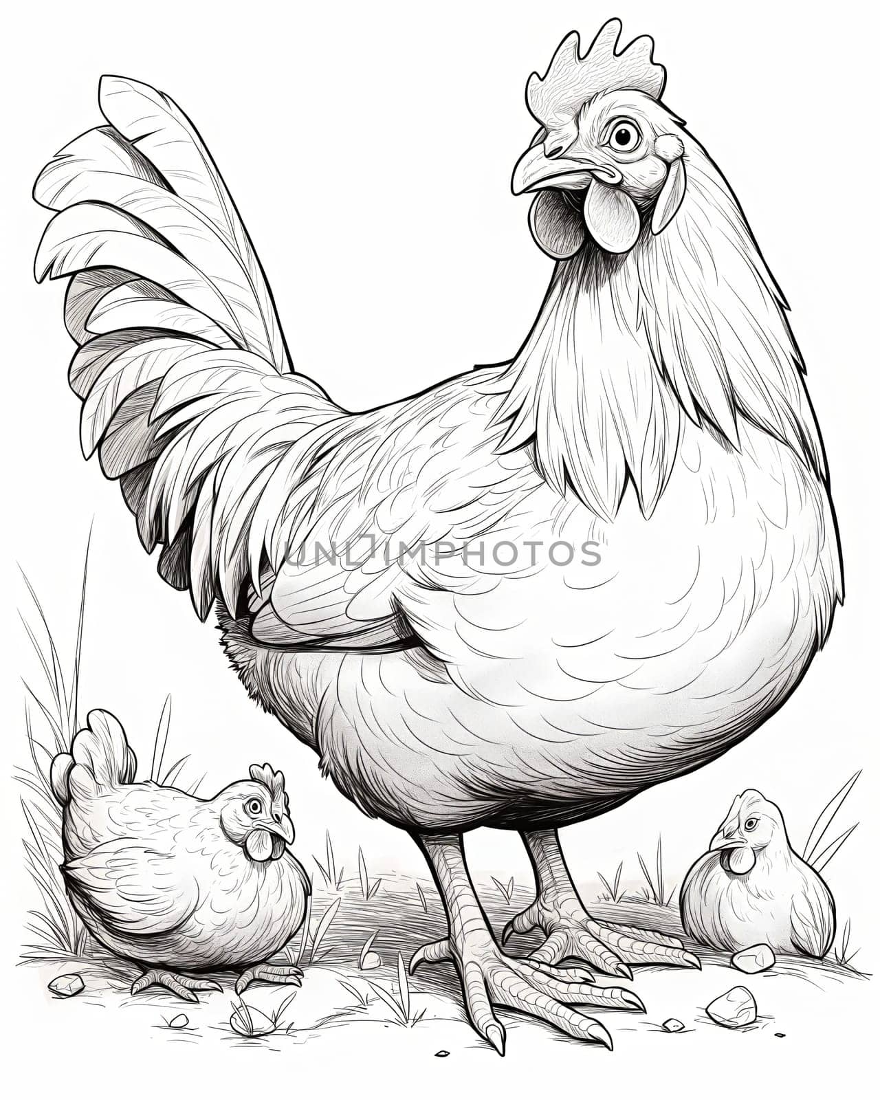 Coloring book for children, coloring birds, chicken. by Fischeron
