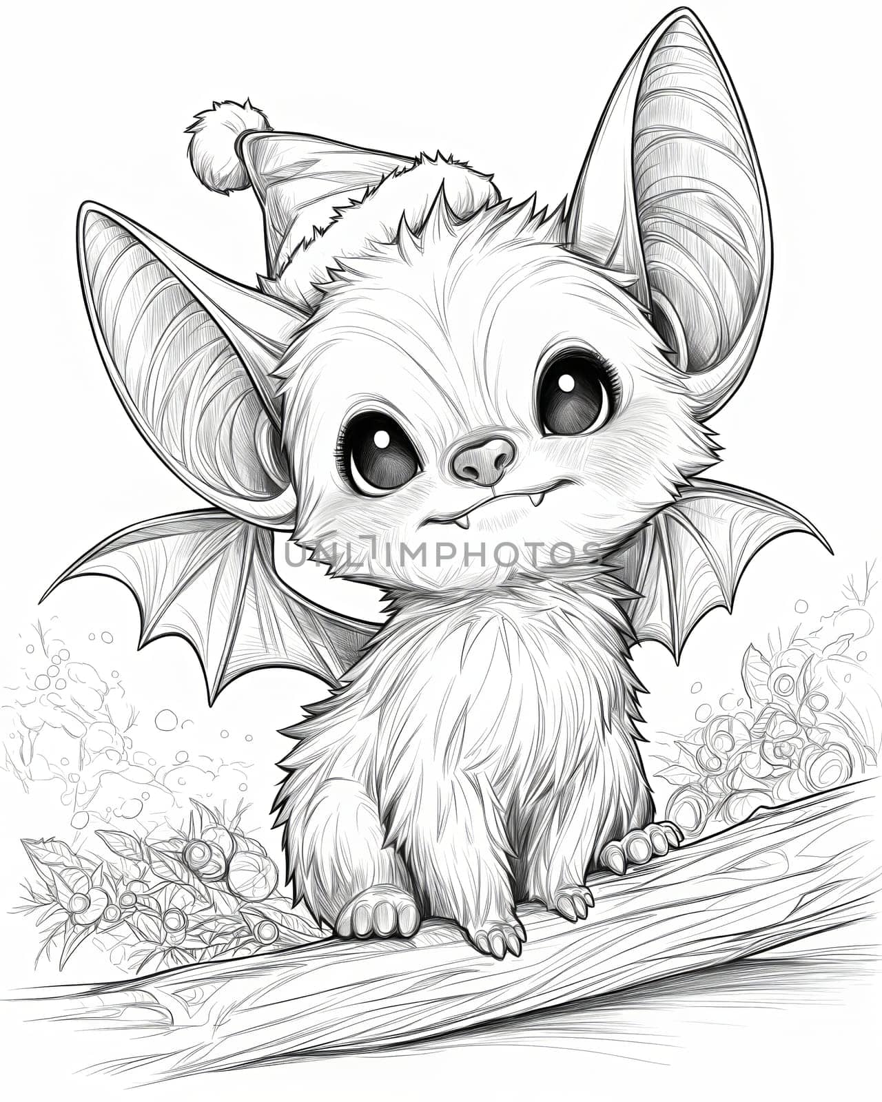 Coloring book for children, coloring animal, bat. Selective soft focus.