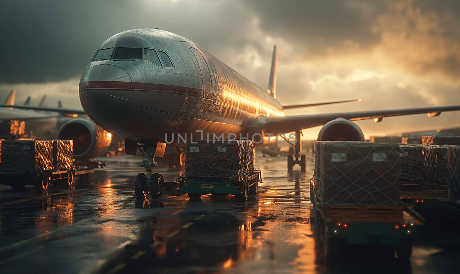 Large Jetliner Parked on Airport Tarmac. by Fischeron