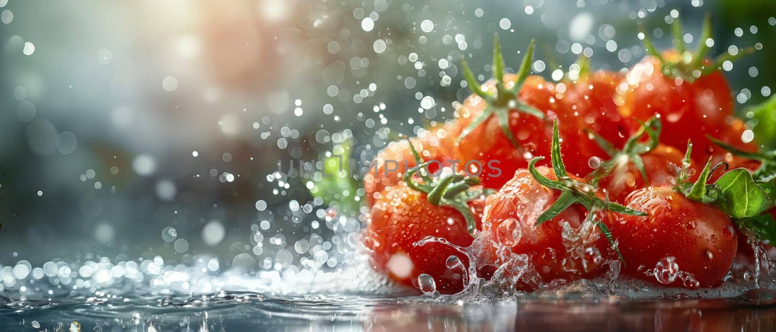 Water Splashes on Tomatoes. by Fischeron