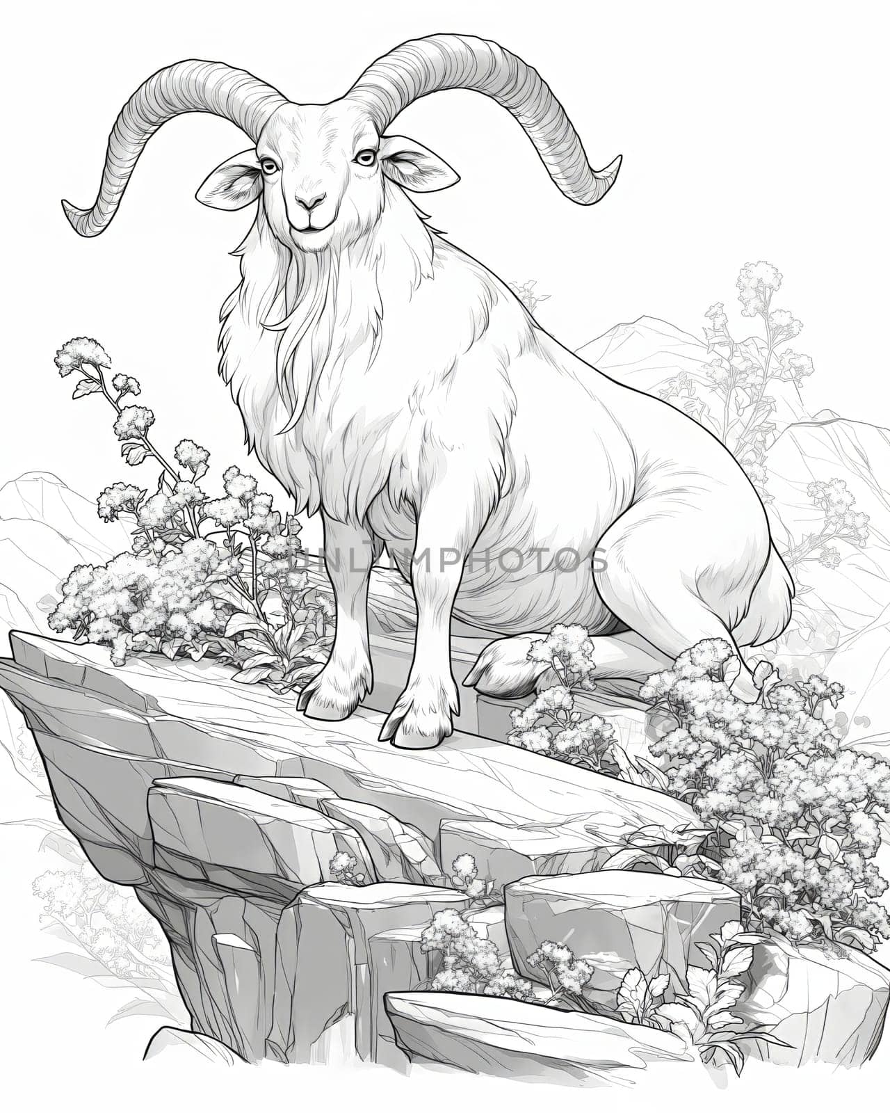 Coloring book for children, coloring animal, goat. by Fischeron