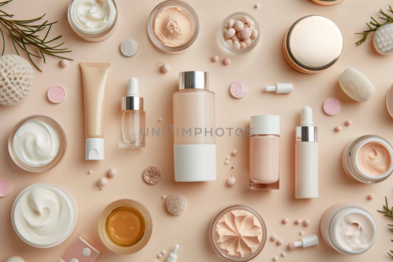 Mockup cosmetic and lotion product set. skincare and treatment.