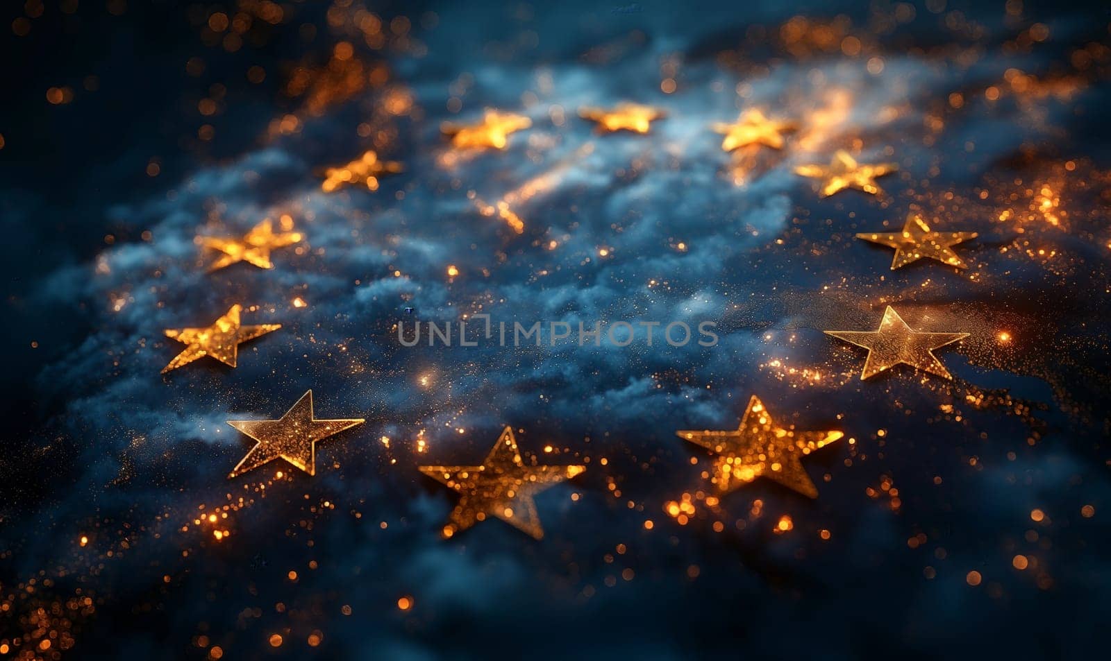 Creative blue EU flag with stars. by Fischeron