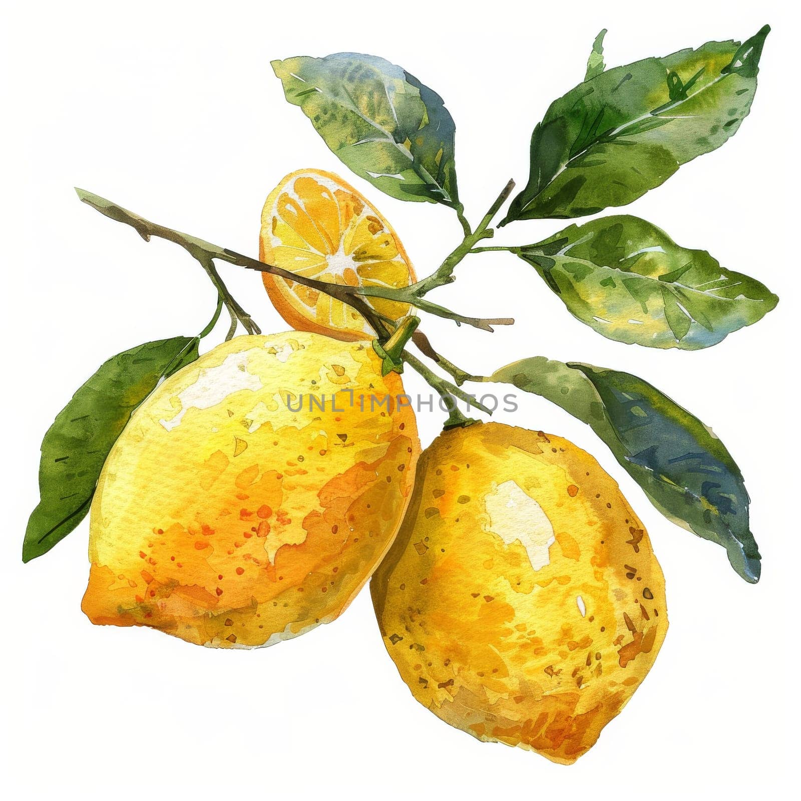 Lemon element watercolor background and wallpaper