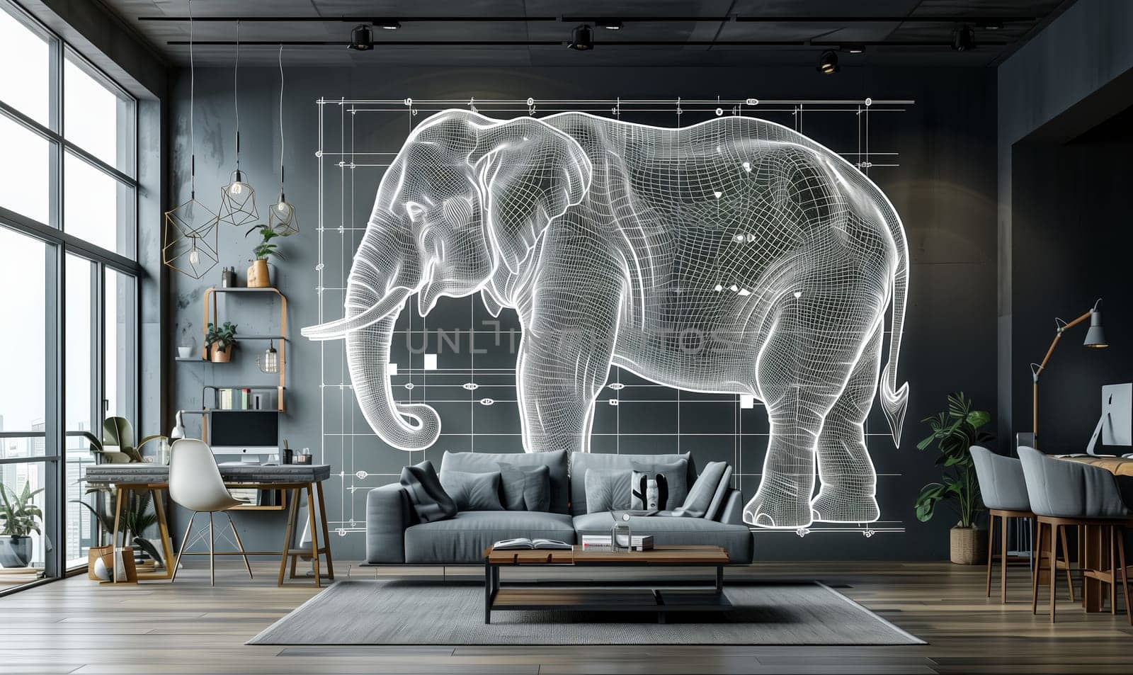 Elephant Projection in Living Room. by Fischeron
