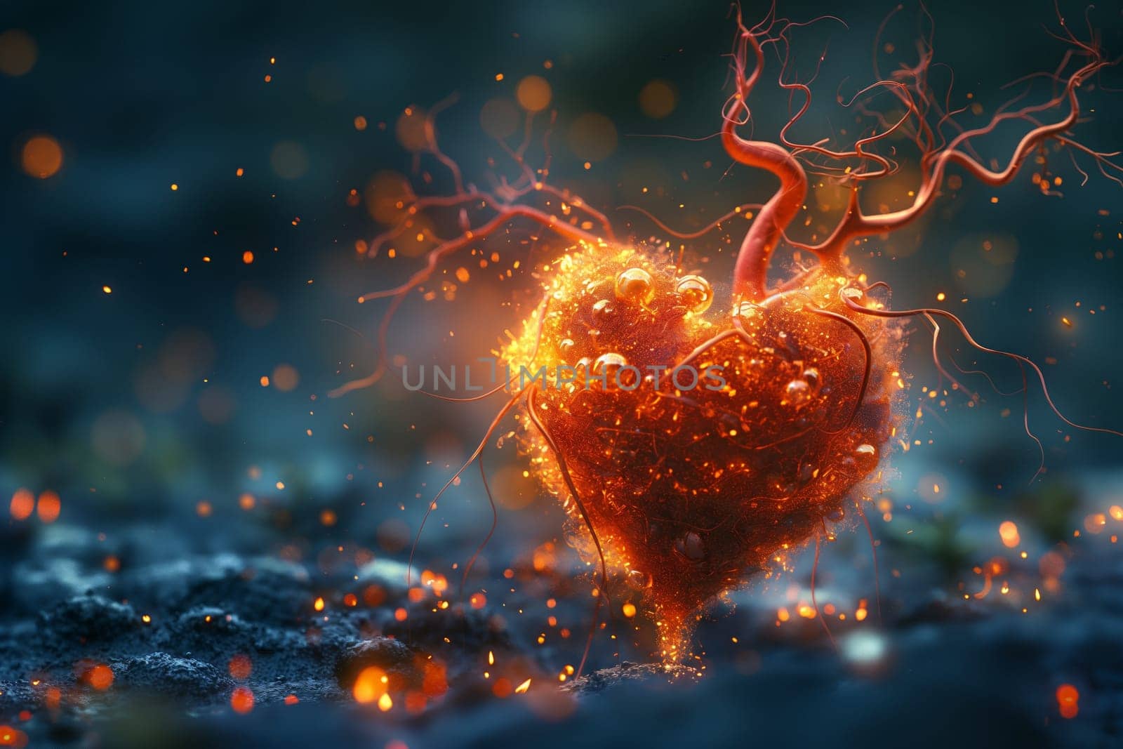 Health and life concept, heart on a dark background.