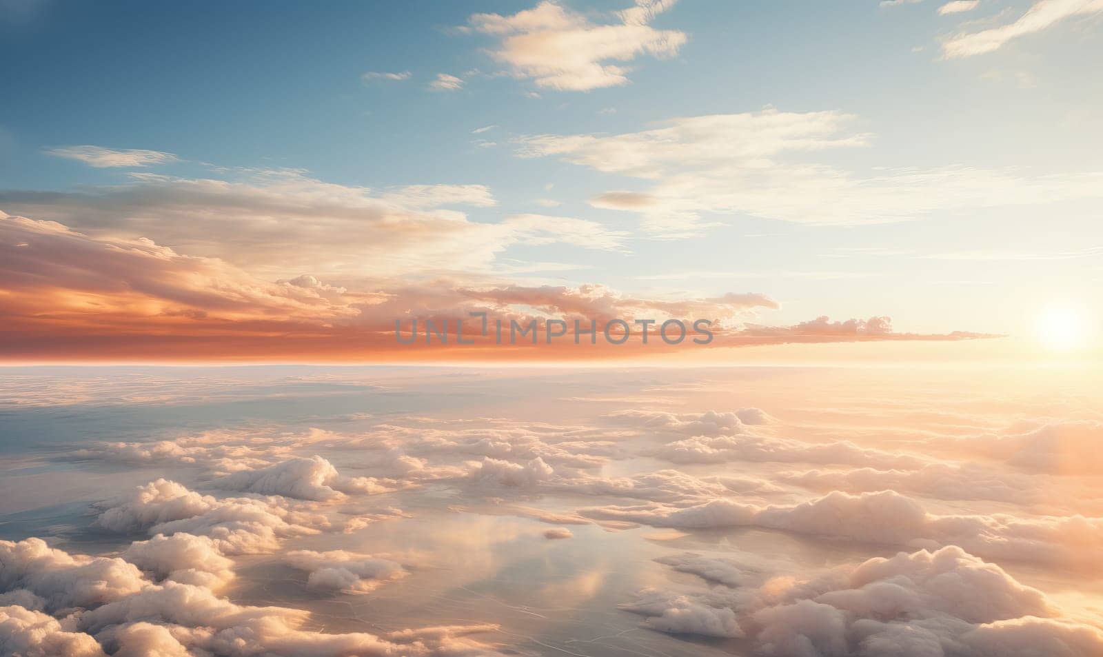 Aerial Sunset View of Clouds. Selective focus