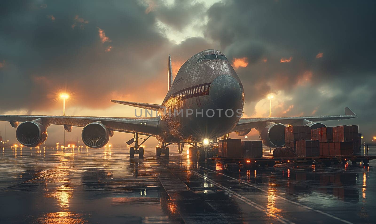 Large Jetliner Parked on Airport Tarmac. by Fischeron