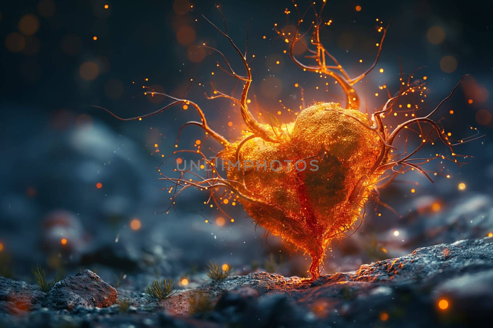 Health and life concept, heart on a dark background.