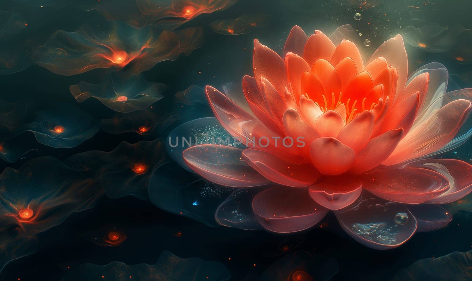 Serene Lotus Flower on a Tranquil Pond. by Fischeron