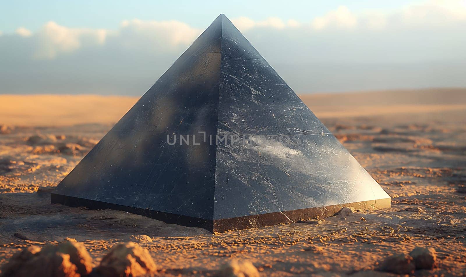 Pyramid Standing Tall in Desert. by Fischeron