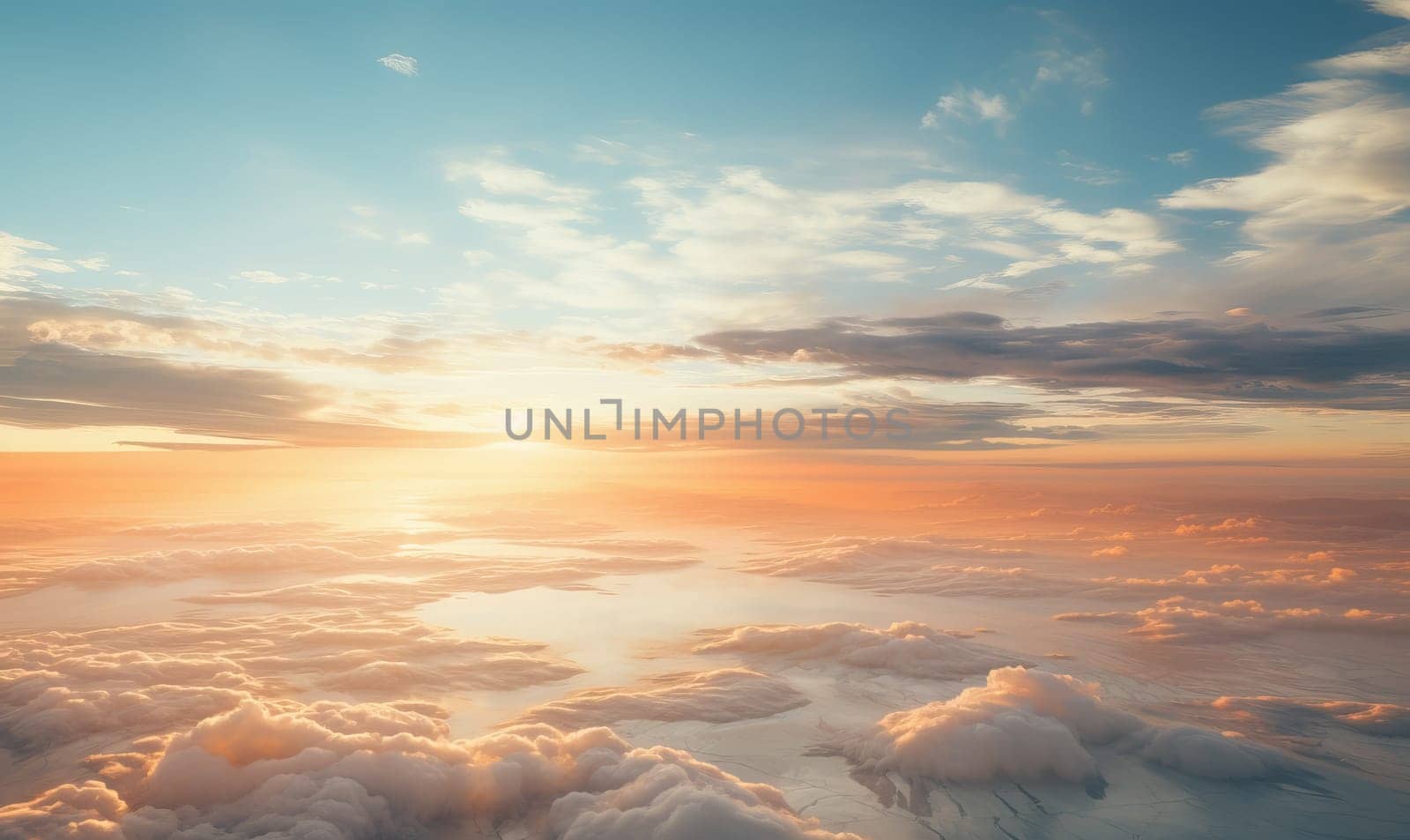 Aerial Sunset View of Clouds. Selective focus