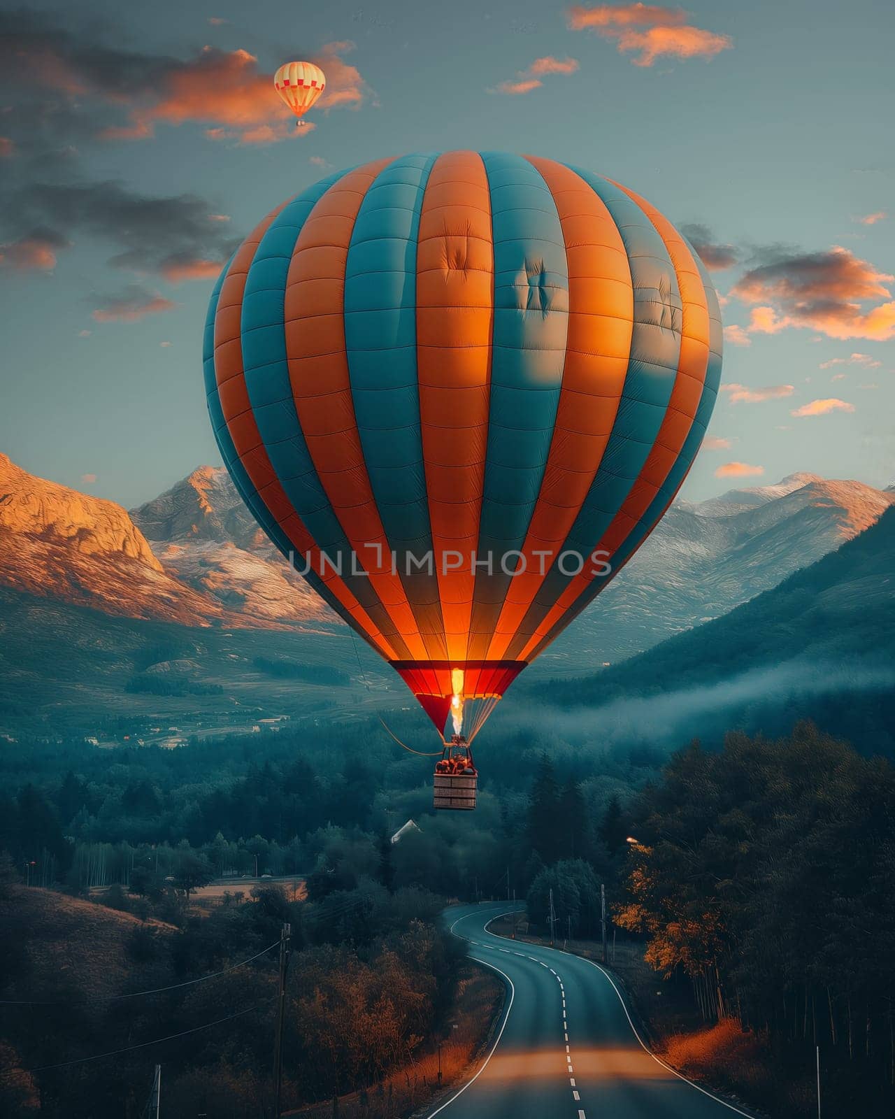 Hot Air Balloon Soaring Skyward. by Fischeron