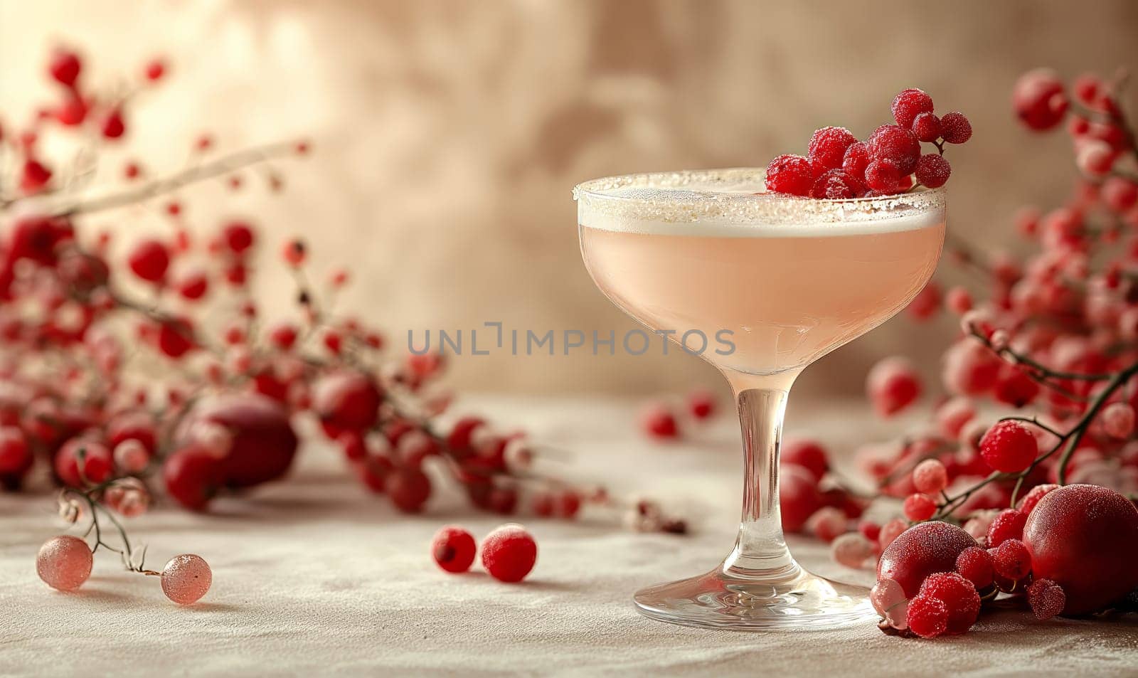 Garnished Drink With Berries. Selective focus