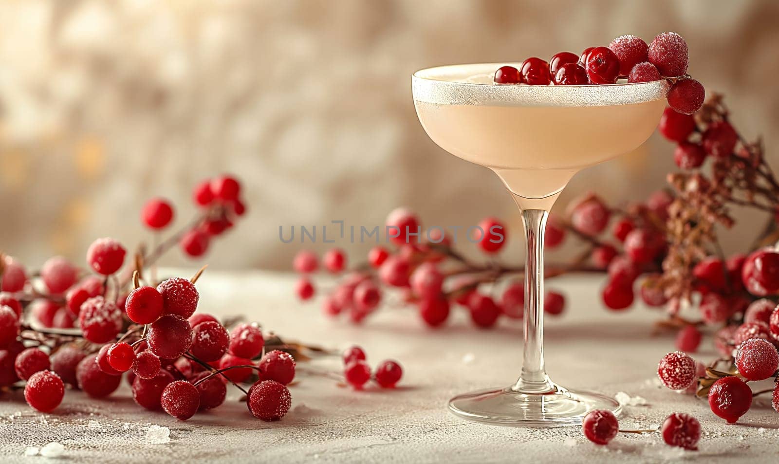 Garnished Drink With Berries. Selective focus