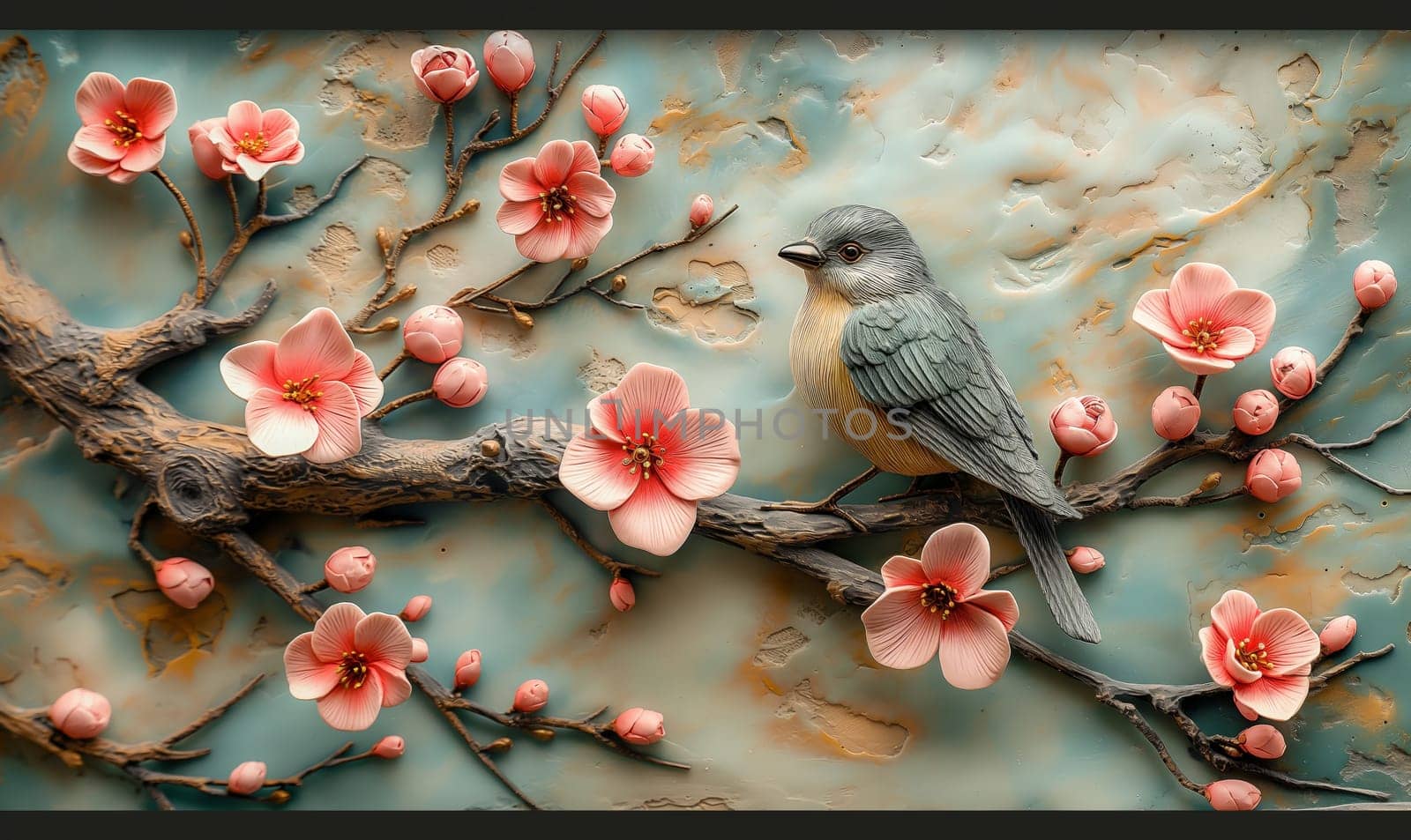 Bird on Branch with Artistic Backdrop. by Fischeron