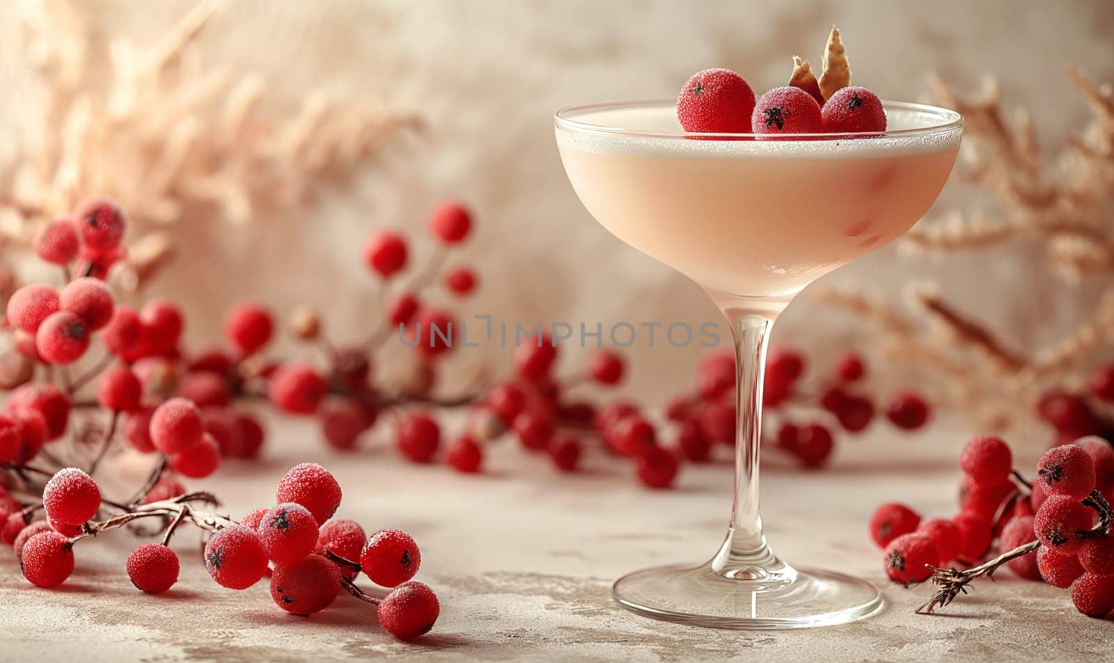 Garnished Drink With Berries. Selective focus