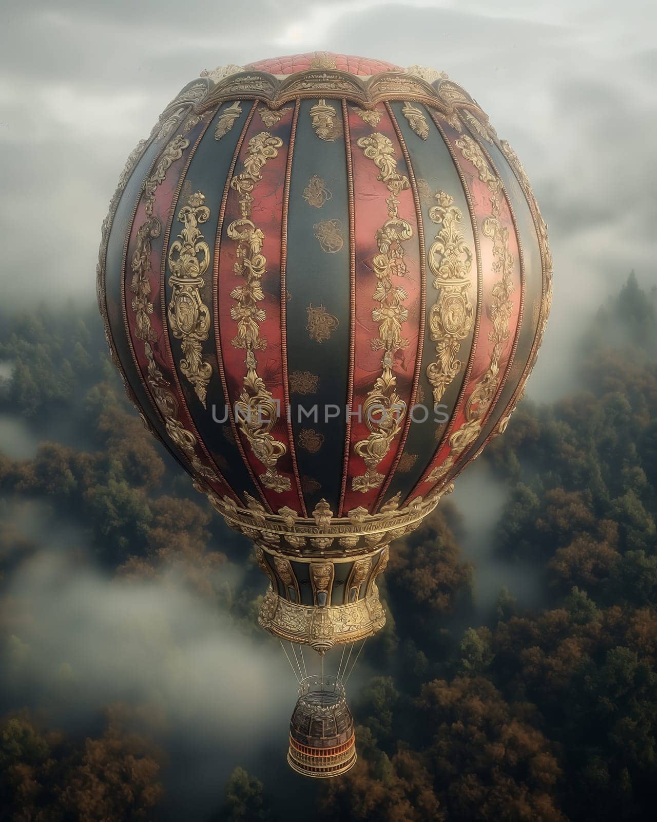 Hot Air Balloon Soaring Skyward. by Fischeron