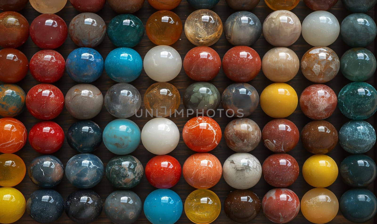 Close-up of bright balls of different colors. by Fischeron