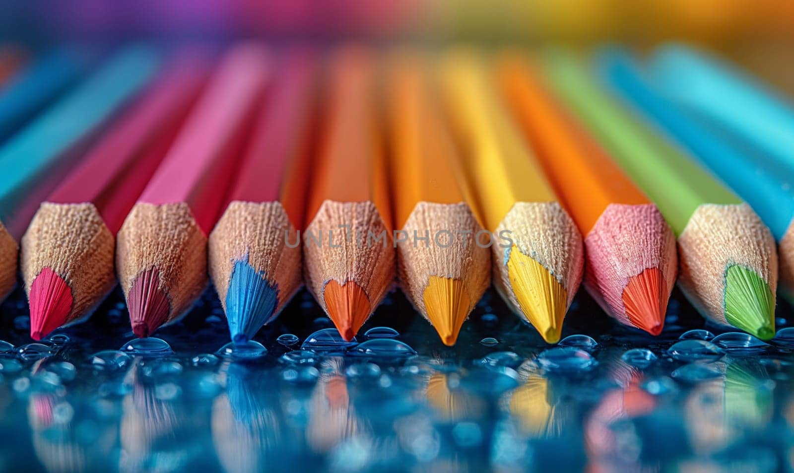 Colored Pencils in a Row. Selective soft focus.