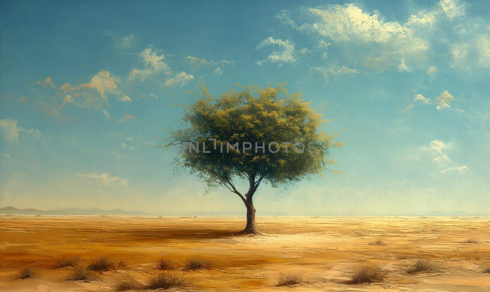 Lone Tree in Desert. Selective focus