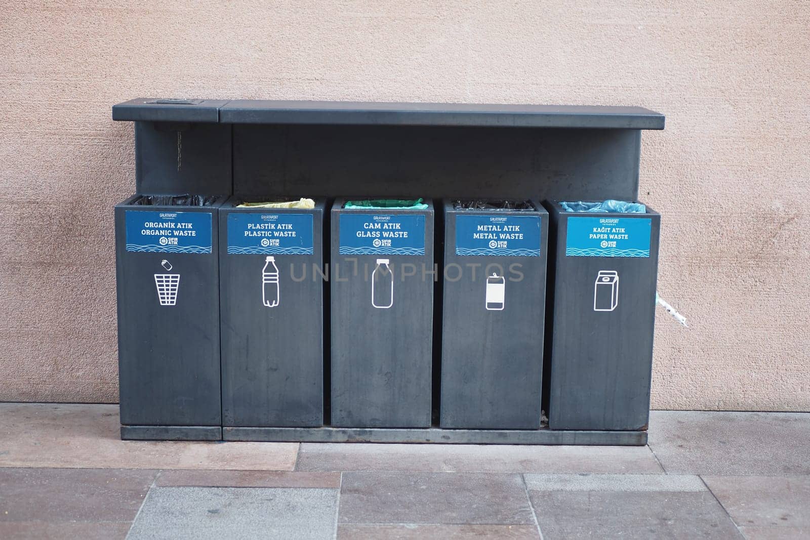 turkey istanbul 22 june 2023. recycling container near old bins,