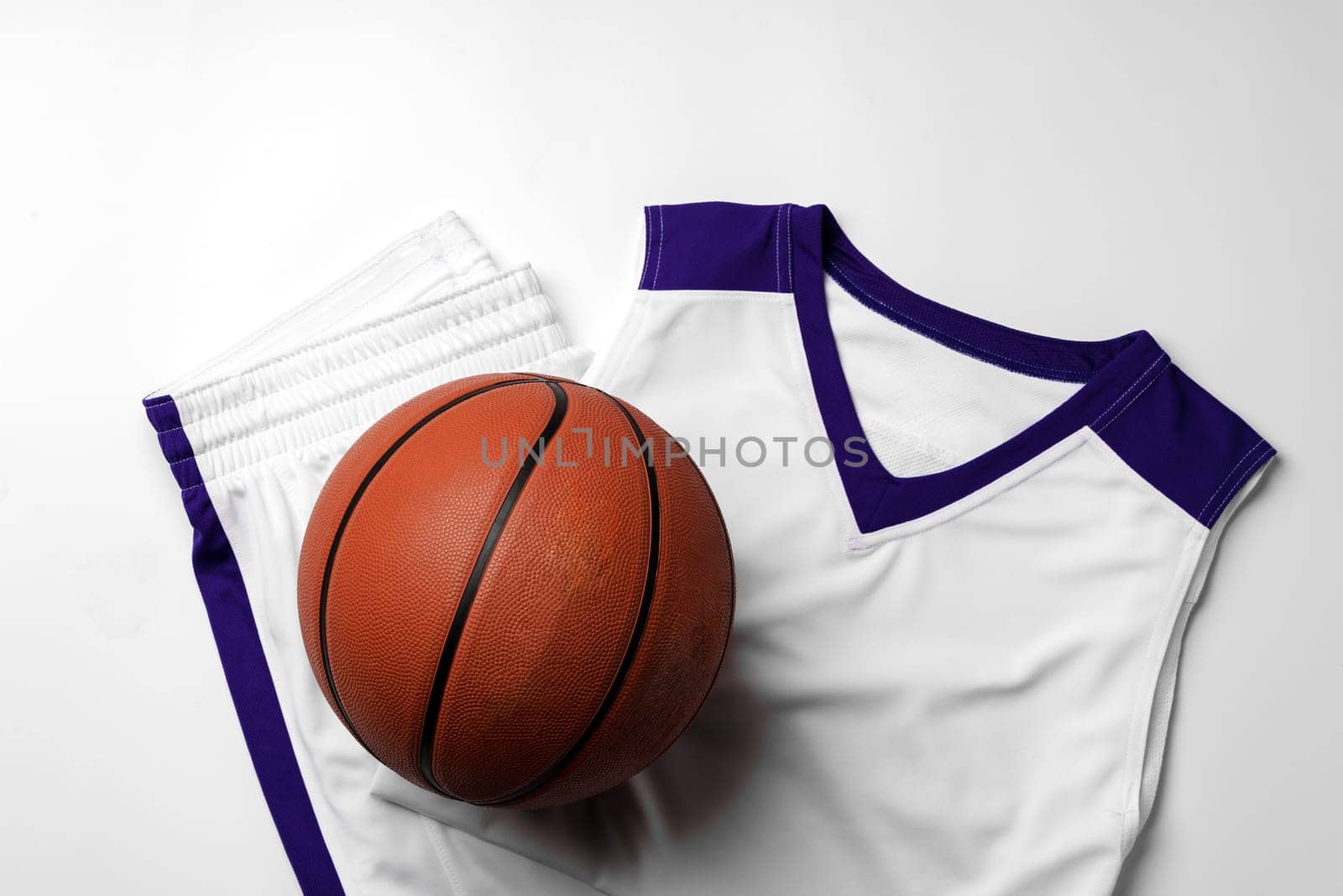 Basketball uniform on white background top view flat lay