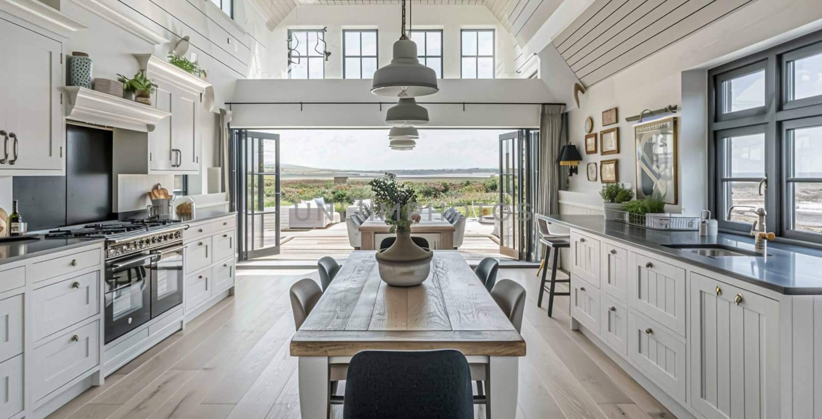 White modern kitchen in a beautiful coastal cottage by Olayola