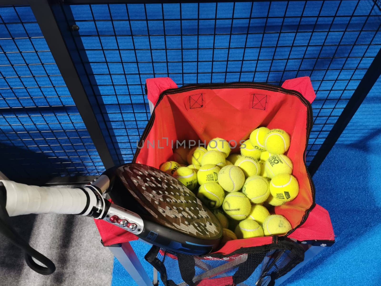 Kyiv, Ukraine. March 22, 2024, Paddle tennis rackets on the court. High quality photo