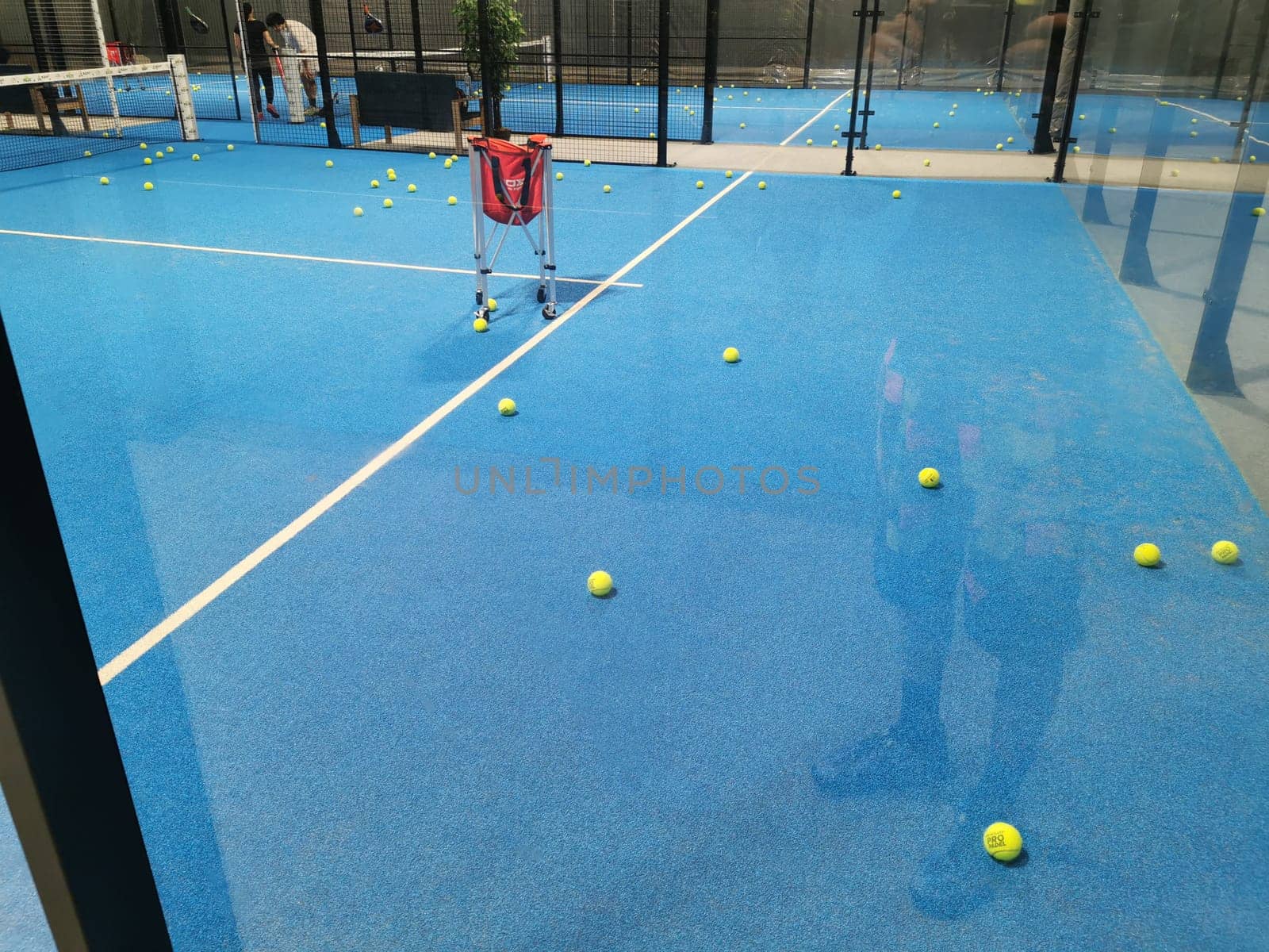 Ukraine, Kyiv, May 05, 2024 paddle tennis court after a match. High quality photo