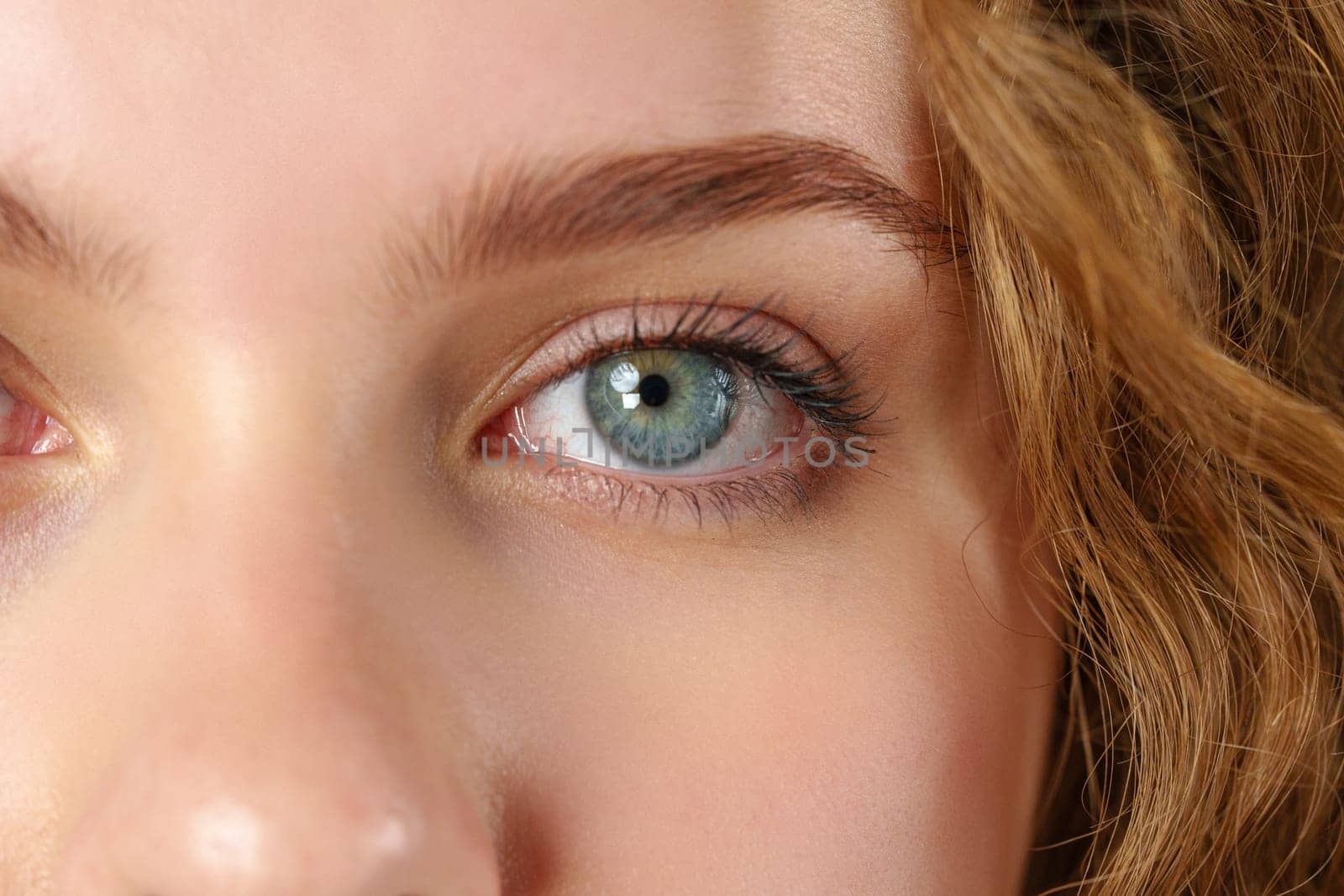 Close Up of Woman With Blue Eyes close up