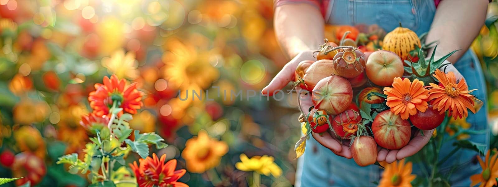 Harvest in the hands of a woman in the garden. Selective focus. nature.