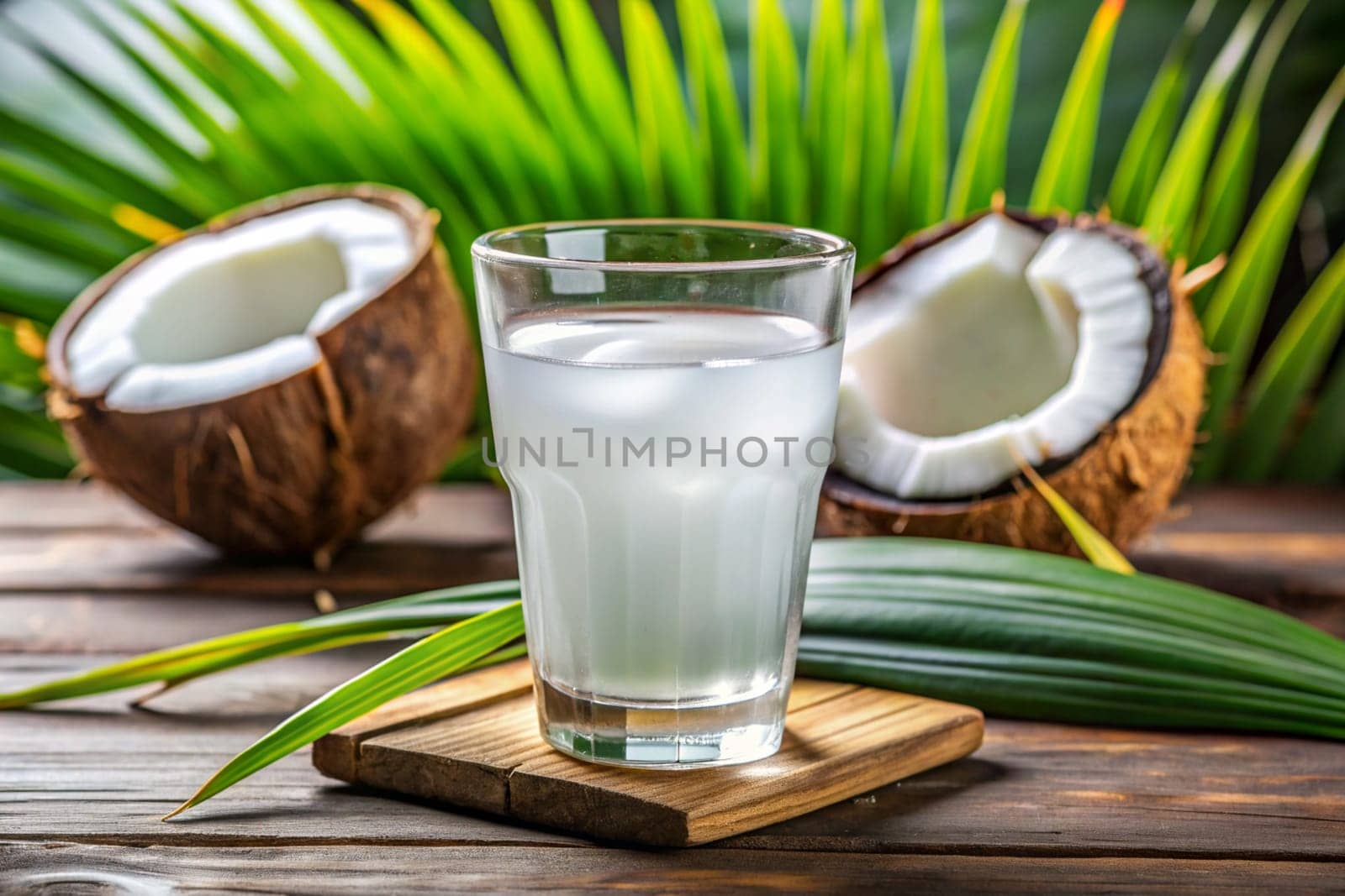 Coconut juice, cold coconut water. Ai generated by alenamoore