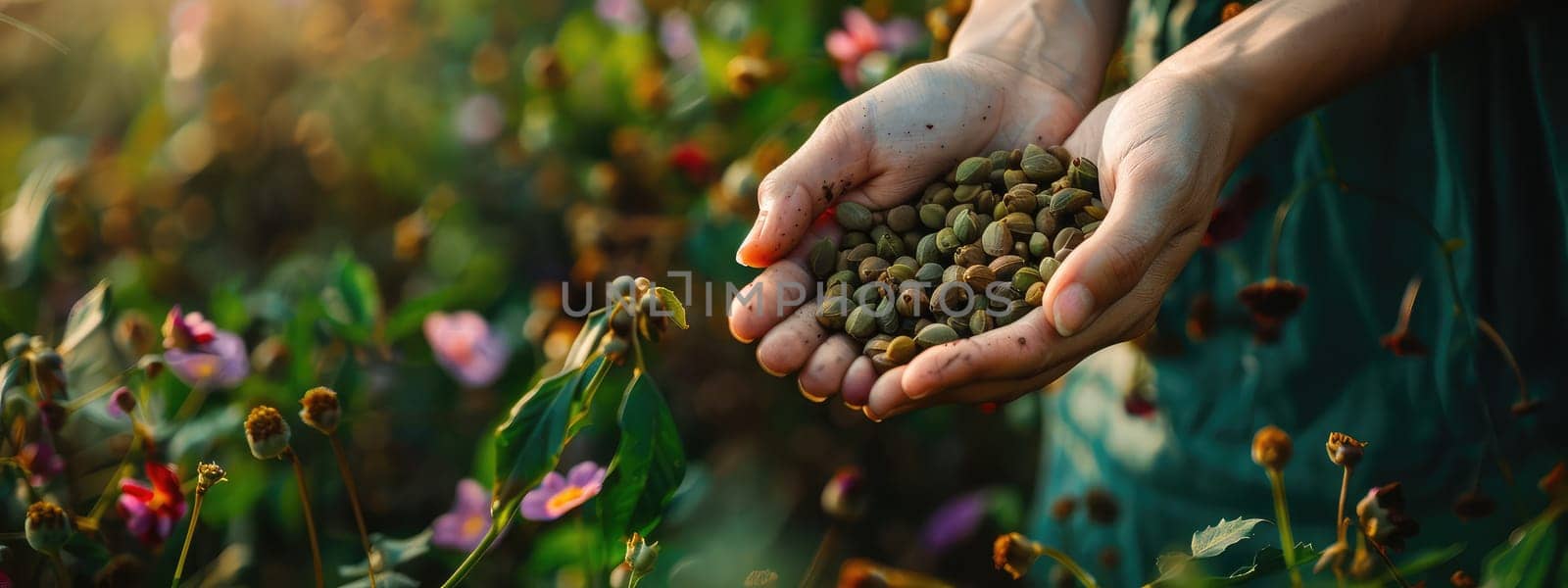 Harvest in the hands of a woman in the garden. Selective focus. nature.