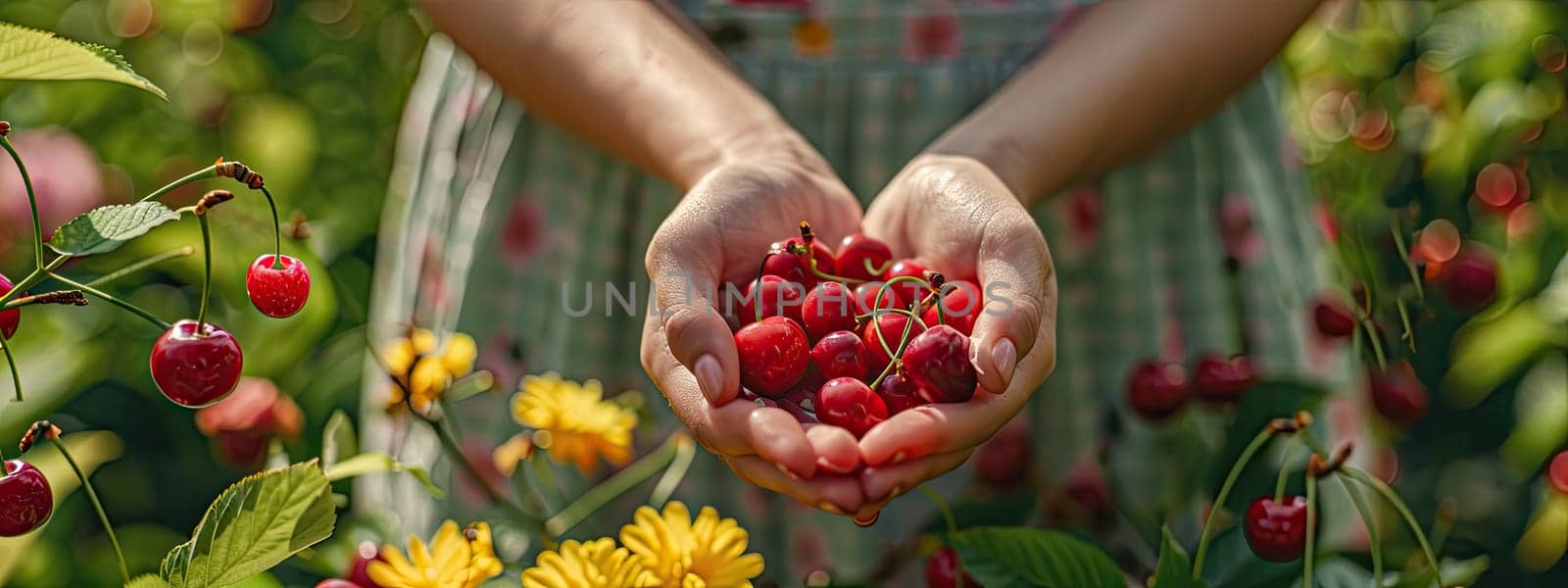 Harvest in the hands of a woman in the garden. Selective focus. nature.