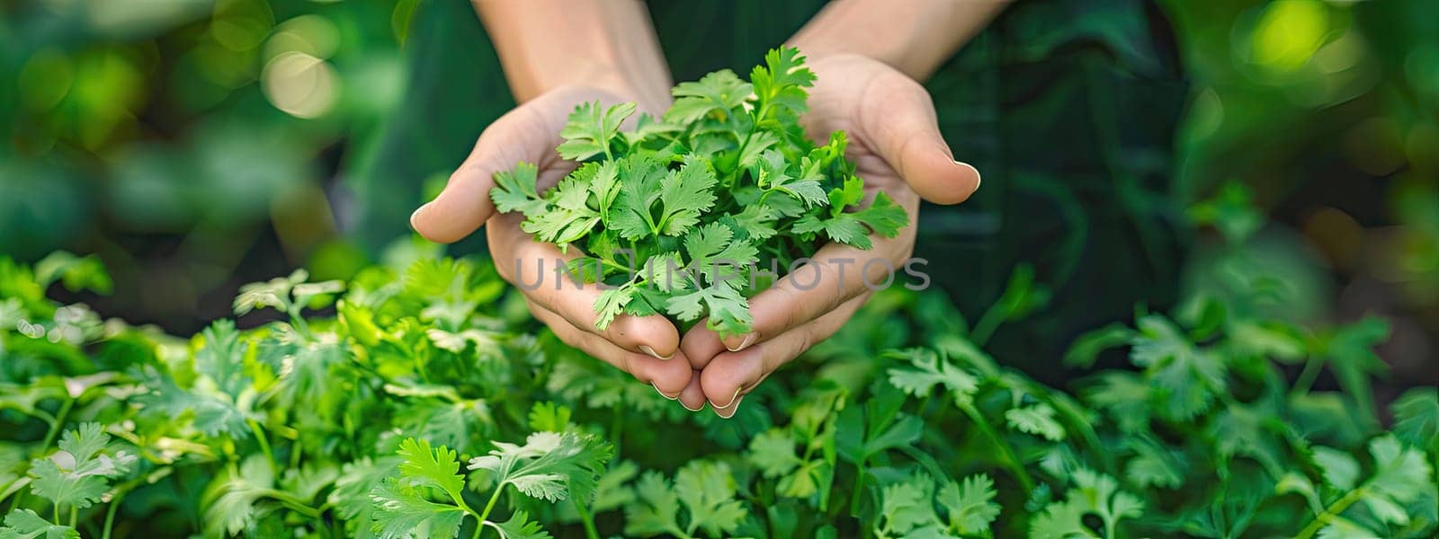 Harvest in the hands of a woman in the garden. Selective focus. nature.