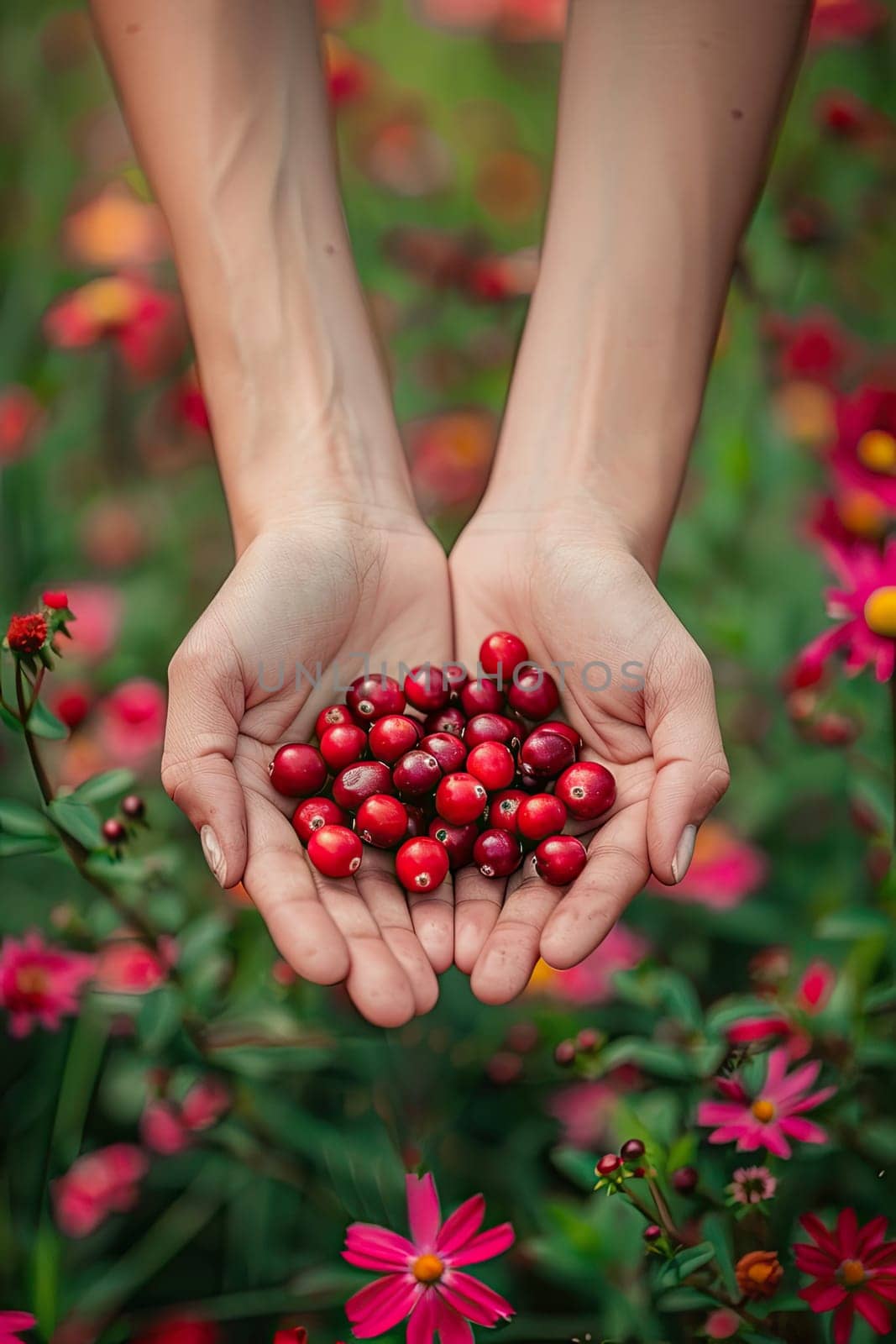 Harvest in the hands of a woman in the garden. Selective focus. nature.