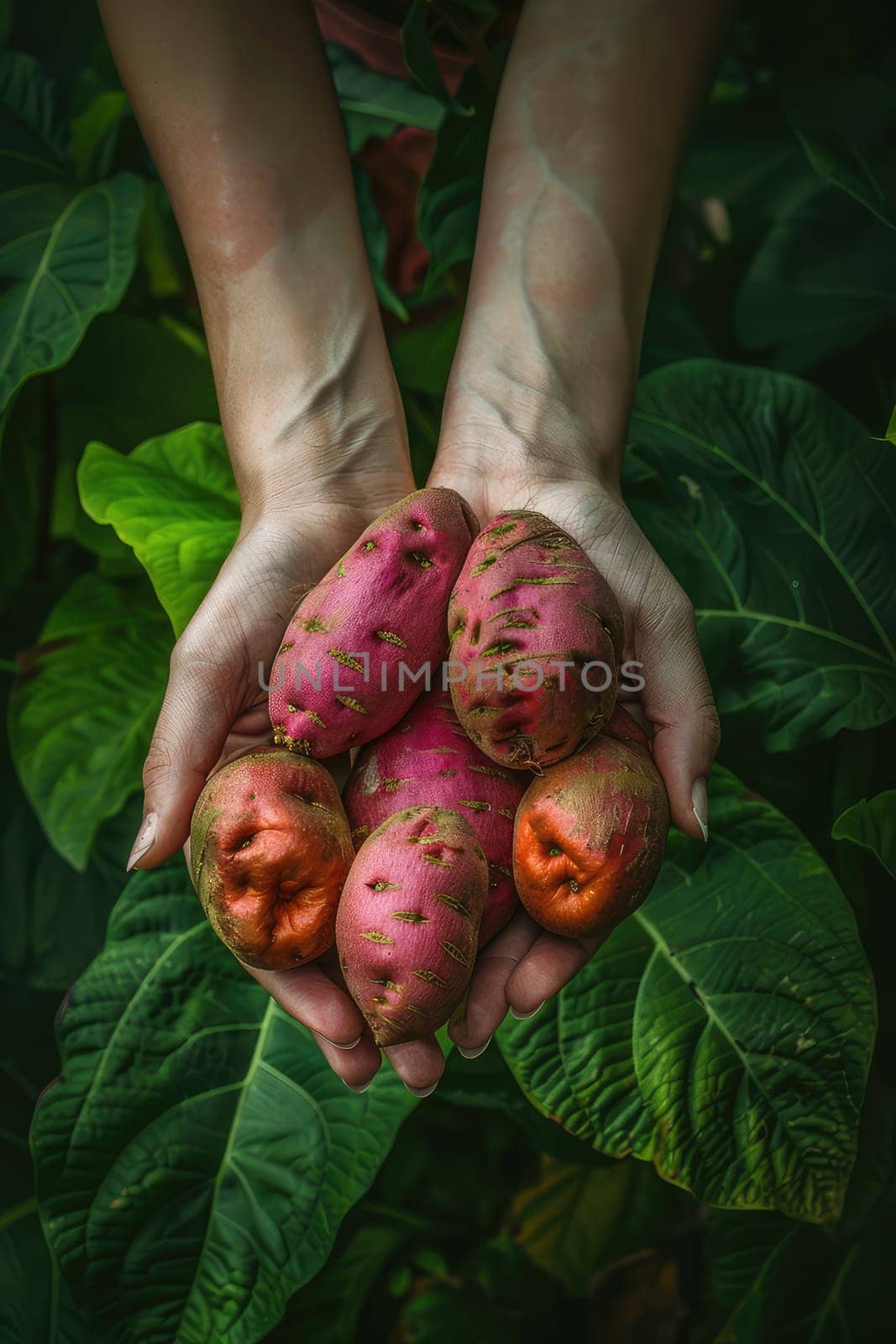 Harvest in the hands of a woman in the garden. Selective focus. nature.