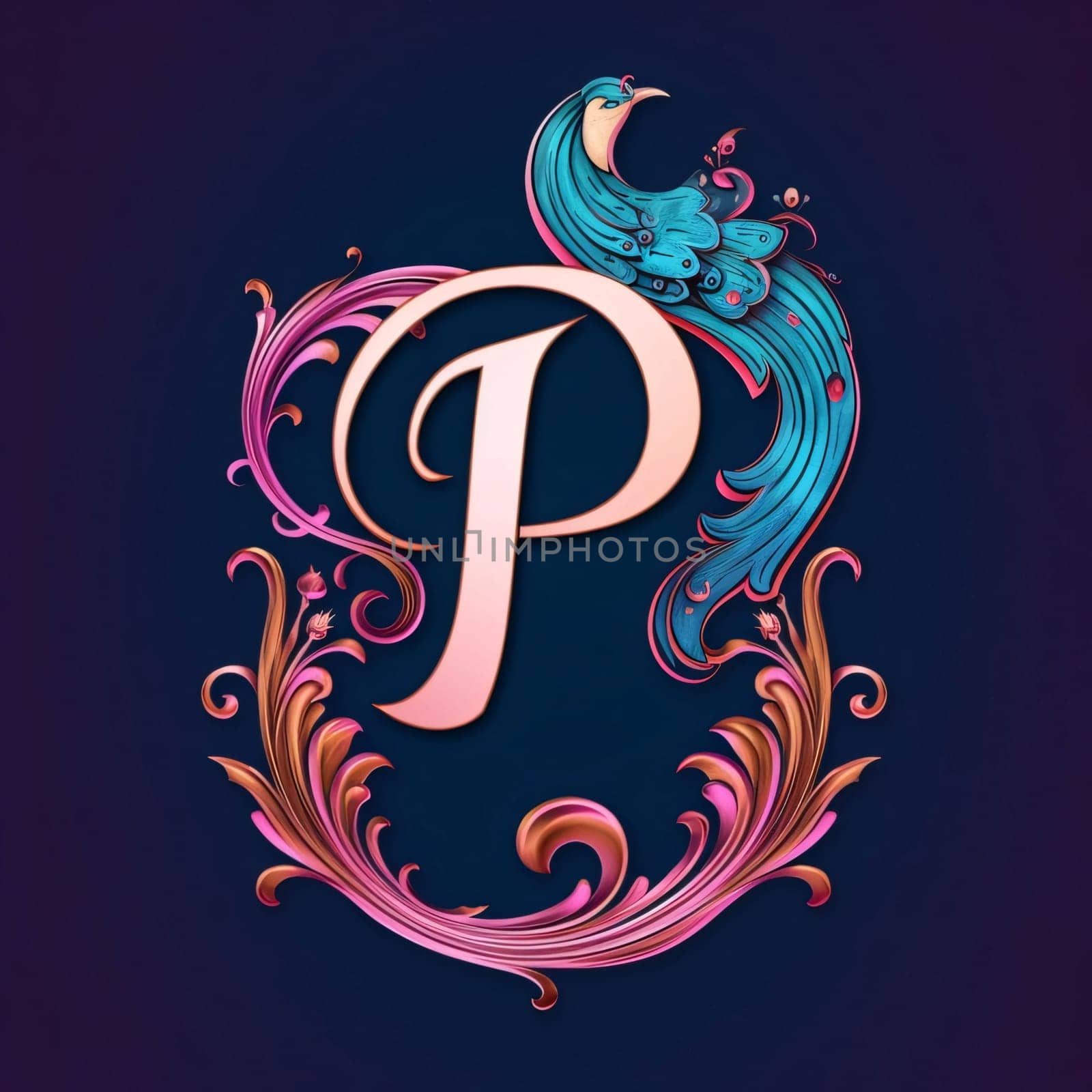 Elegant letter P in the style of Baroque. by ThemesS