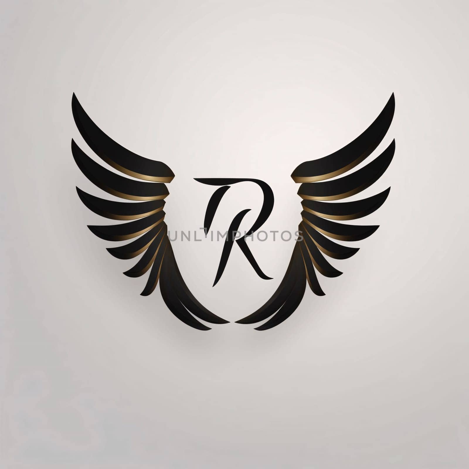 Graphic alphabet letters: Letter R with wings design template elements. Elegant luxury symbol for corporate business identity.