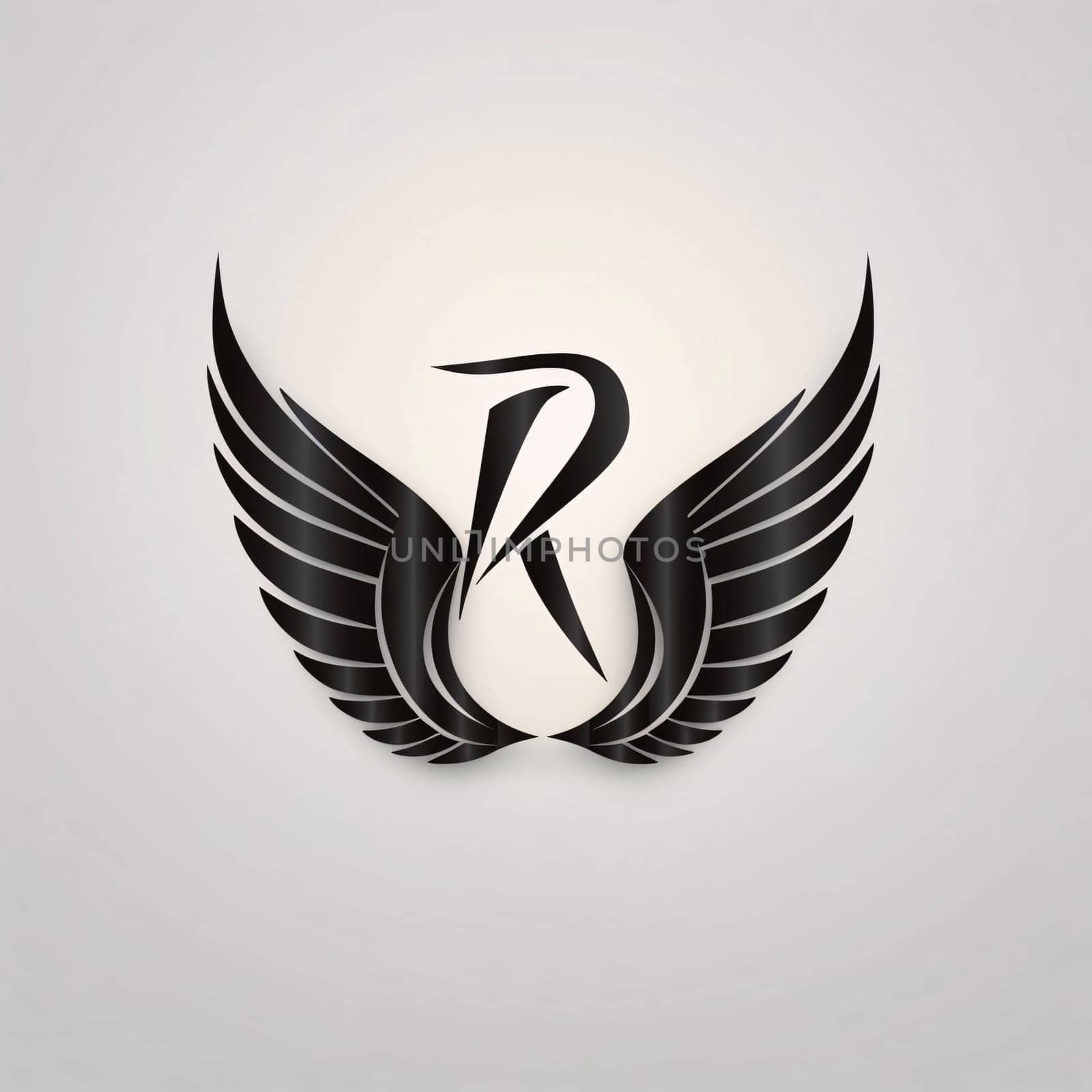 Graphic alphabet letters: Letter R logo with black wings. Design template elements for your application or corporate identity.