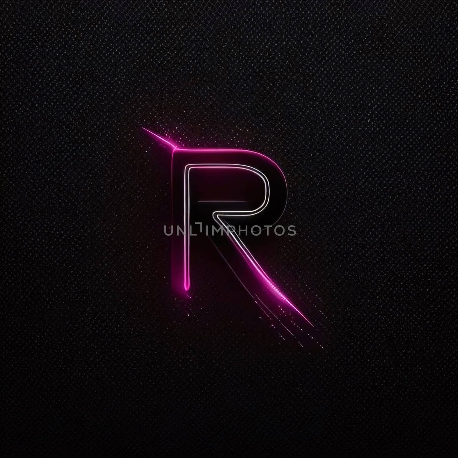 Graphic alphabet letters: Neon alphabet letter R. Glowing font. 3d rendering