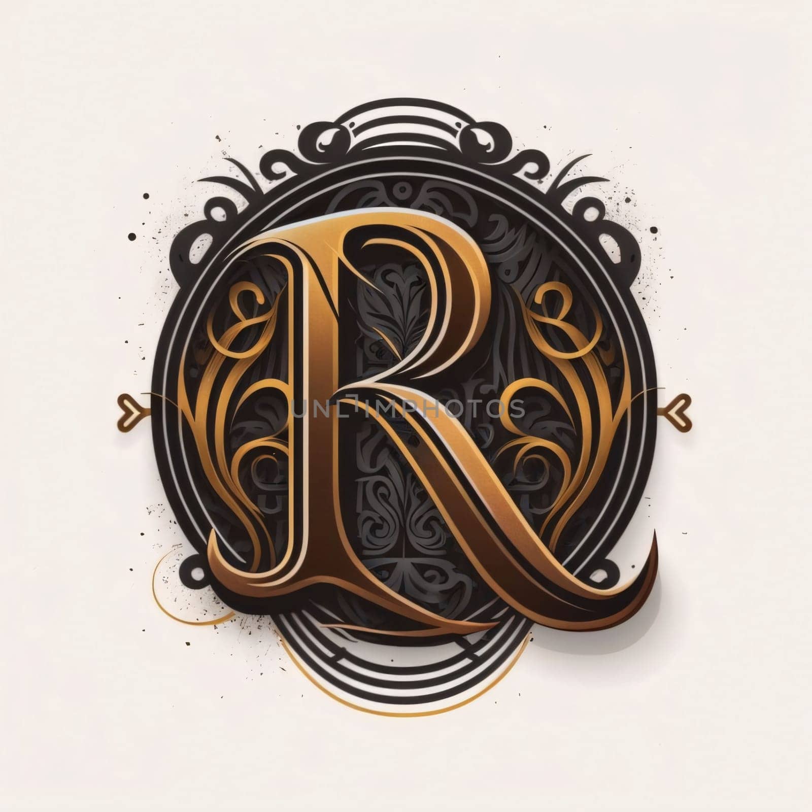 Graphic alphabet letters: Vintage monogram design element. Elegant letter R.