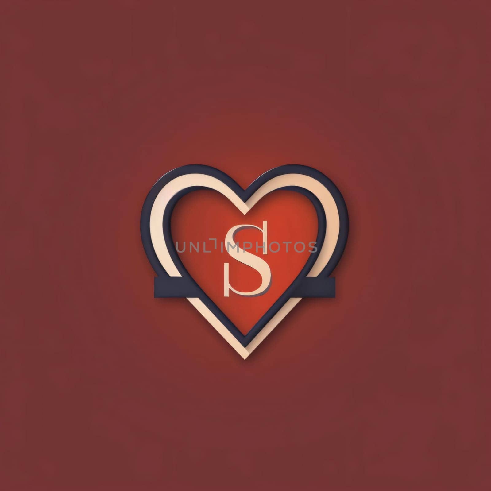 Graphic alphabet letters: Heart and letter S, Valentines day background. Vector illustration.