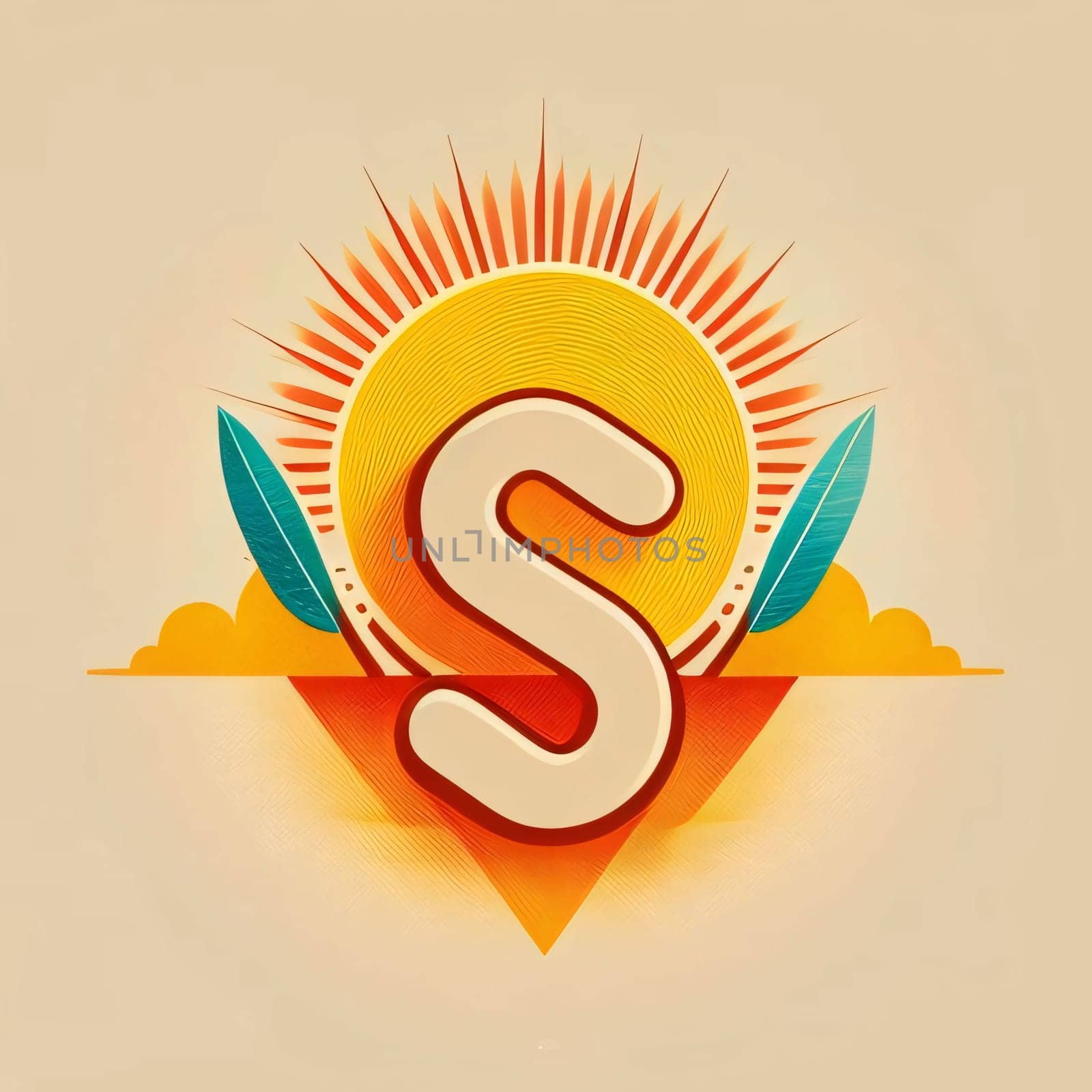 Letter S logo with sun and leaves. Design template elements for your application or corporate identity. by ThemesS