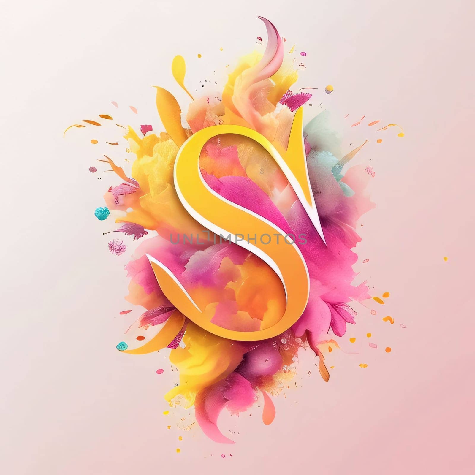 Vector illustration of colorful watercolor paint splashes with letter S. by ThemesS