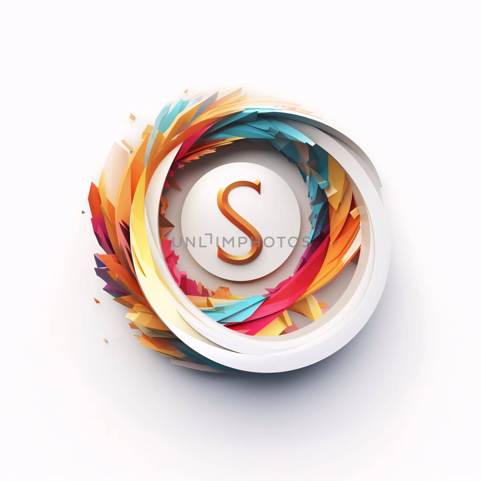 S letter in colorful origami style on white background. Vector illustration. by ThemesS