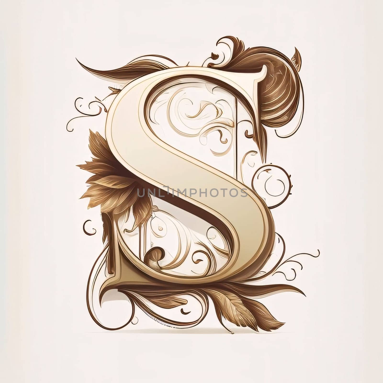 Vintage letter S in the style of Baroque. Vector illustration. by ThemesS