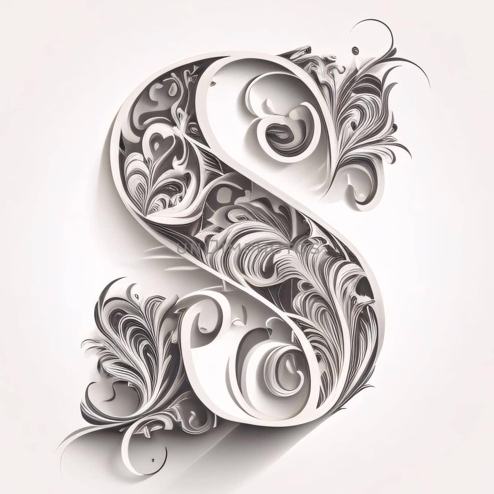3D Letter S in the style of baroque. Vector illustration. by ThemesS