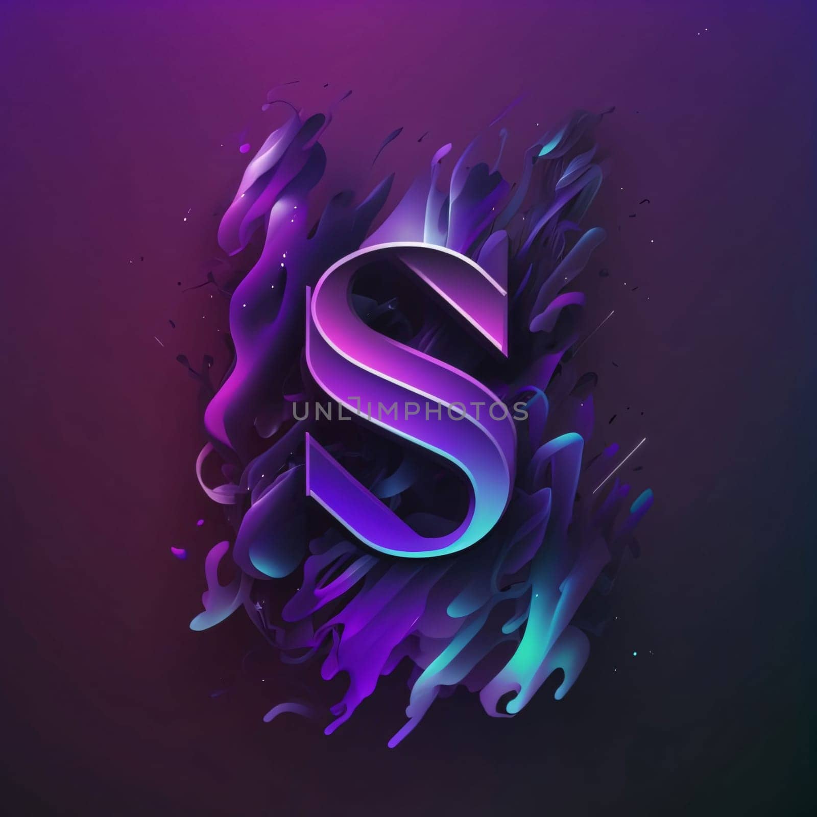 S letter in blue and purple paint splashes. Vector illustration. by ThemesS